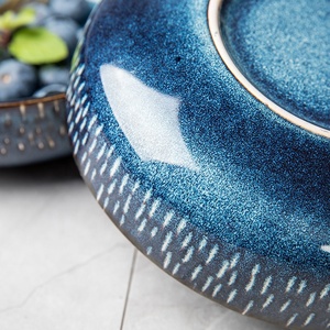 American retrò glassa da forno stoviglie di alto valore blu zuppa di riso moderno uso domestico usa e getta per l'esportazione transfrontaliera - Product Image 3