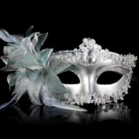 Masque Vénitien Diamanté pour Soirée Dansante, Plumes et Fleurs, Mariage, Carnaval, Spectacle, Costume Sexy pour Femme, Masque de Mascarade Noël 2026