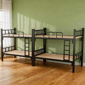 <span class=keywords><strong>Lit</strong></span> <span class=keywords><strong>superposé</strong></span> double noir épaissi, directement de l'usine, avec cadre métallique renforcé, design moderne et minimaliste, détachable, durable et portable pour dortoir - Product Image 1