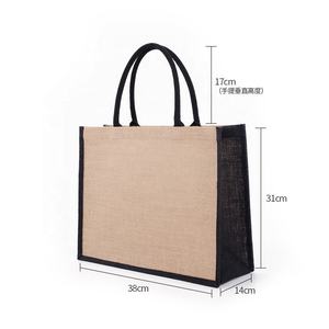 Sac fourre-tout en toile de jute écologique avec logo personnalisé imprimé pour les courses quotidiennes, avec options de personnalisation vierges - Product Image 3