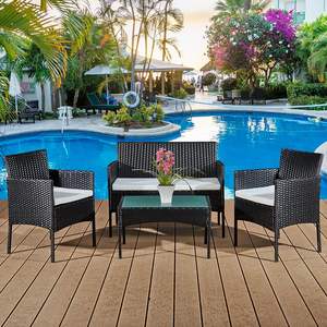 Juego de muebles de ratán para exteriores, mesa XL, COLOR negro, 4 unidades - Product Image 4