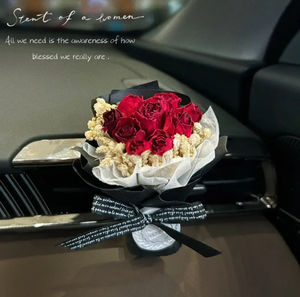 คลิประบายน้ำมันหอมระเหยดอกไม้แท้สำหรับผู้หญิงหรูหราอุปกรณ์ตกแต่งรถยนต์ที่ดีที่สุด - Product Image 2