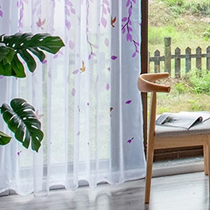 Rideau en voile transparent imprimé prêt à poser avec <span class=keywords><strong>passe</strong></span>-tringles, motif feuille, pour salon et fenêtre de chambre, économique - Product Image 6
