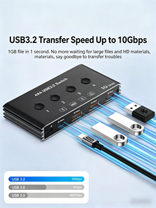 محول USB3.2Gen2 <span class=keywords><strong>KVM</strong></span> بسرعة 10 جيجابت في الثانية من OEM <span class=keywords><strong>4x4</strong></span>، يتيح مشاركة لوحة المفاتيح والماوس والطابعة بين 4 أجهزة، محول USB 4 مداخل و4 مخارج مع وظيفة التحكم عن بعد بالأشعة تحت الحمراء. - Product Image 4