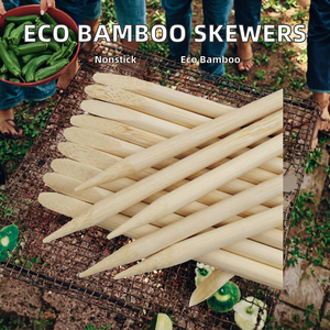 Brochettes en bambou biodégradables, écologiques et durables - 5 mm x 15 cm, antiadhésives, faciles à nettoyer, 12 outils pour le camping et le barbecue - Product Image 2