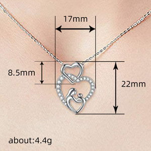 Cadeau pour la fête des mères, collier avec pendentif en forme de cœur d'amour mère et enfant plaqué argent, collier « Je t'aime » en argent, collier « Câlin et baiser » MAMA - Product Image 4