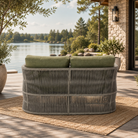 Ensemble de 4 meubles de salon d'extérieur résistants aux intempéries, canapé et chaises de conversation en aluminium pour jardin