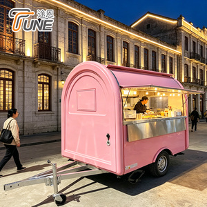 Chariot à café mobile rose adorable entièrement équipé, mini remorque alimentaire ronde, remorque de rue tractable <span class=keywords><strong>pour</strong></span> la vente de glaces en usine - Product Image 1