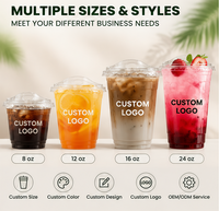 Gobelets en plastique transparent PET avec couvercle, personnalisables avec logo, pour boissons, bubble tea, café, vente en gros, 8, 12, 16, 32 oz