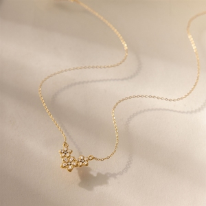 Joyería Bowei de estilo europeo y americano: collar de acero inoxidable chapado en oro de 18k con colgante de circonita, estilo femenino, nuevo. - Product Image 3