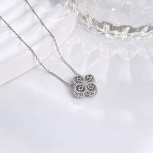 Collar Clásico Vintage con Colgante de Flor de Pera de Diamante Cultivado en Laboratorio en Oro Blanco de 18K para Mujer, Cadena de Diamantes, Joyería con Diamantes de Laboratorio - Product Image 3