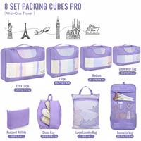 8 ensembles de cubes de rangement de qualité supérieure pour les voyages, sacs organisateurs de valises avec double fermeture éclair et panneau en maille respirante