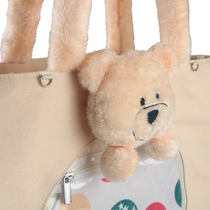 Bolsa de lona reutilizable plegable grande con atractivo patrón de letras con bordado para la bolsa de compras - Product Image 4
