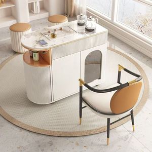 <b>Portable</b> Tea Cart With Storage And Glass Door For Living Room Or Balcony Use - Product Image 2