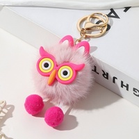 Mignon Dessin Animé Imitation Fourrure Porte-clés Coloré En Peluche Animal Sac Décoration Pendentif Doux Alliage Bijoux Hibou Mode Pendentifs Charmes