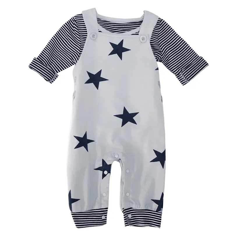Neugeborene Herbst Baby Mädchen Jungen Kleidung Stram pler Star Printing Cotton Pant