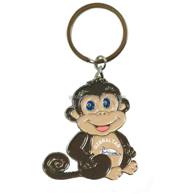 Gibraltar Souvenir Gifts Mental Monkey Shape Keychains Custom Made Little Monkey Key Ring Gibraltar