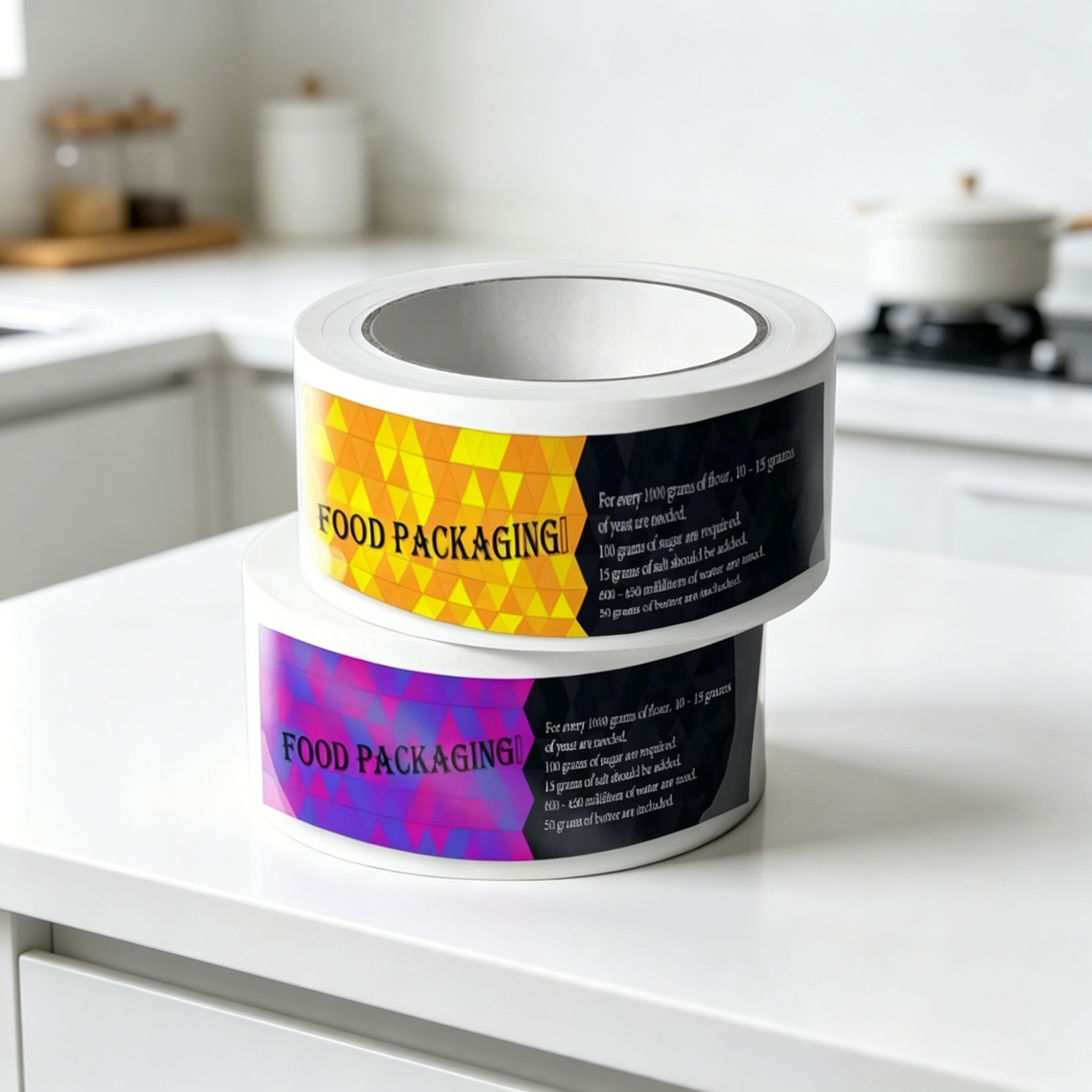 Eco Friendly Custom Printed Labels Waterproof Self-Adhesive PVC Vinyl Stickers Food Grade Packaging Roll Film
