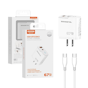 <span class=keywords><strong>Cargador</strong></span> <span class=keywords><strong>de</strong></span> Viaje SOMOSTEL 67W Max con Doble Puerto USB C y Adaptador <span class=keywords><strong>de</strong></span> Carga Rápida 110-240V <span class=keywords><strong>de</strong></span> Voltaje Amplio QC3.0 PD para <span class=keywords><strong>iPhone</strong></span> - Product Image 2