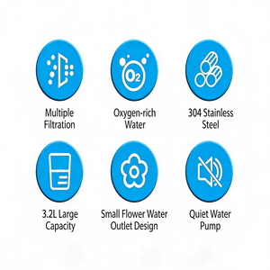 <span class=keywords><strong>Fontaine</strong></span> <span class=keywords><strong>à</strong></span> <span class=keywords><strong>eau</strong></span> automatique pour animaux de compagnie, 3,2 L, en acier inoxydable, charge intelligente, ultra-silencieuse, <span class=keywords><strong>à</strong></span> circulation automatique, étanche IPx6, bouteille écologique - Product Image 2
