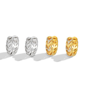 Huggie Earrings Geometric Wheat Pattern Zinc Alloy Micro Insert Party Jewelry Unisex Trendy Earrings - Product Image 1