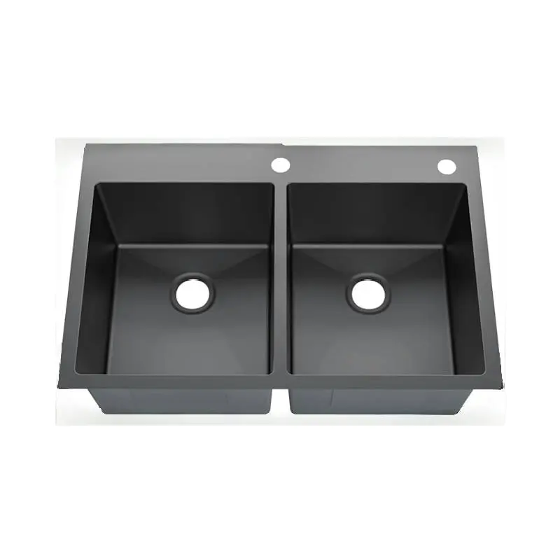 Under the table double bowl kitchen sink 304 stainless steel black surface stainless steel sink kitchen sink handmade basin
