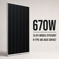 Modules solaires MULOYAL 670W, efficacité 24,8%, type N, contact arrière intégral, PID LeTID Free, barre de busbar avant zéro, verre trempé simple 3,2 mm