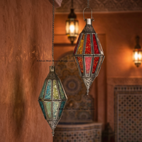 Lanterne suspendue marocaine en métaux délicats, métal et verre, style antique, lampe décorative pour Noël et la maison DL-007