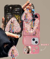 Belle cheveux longs fille caméra miroir support cloche pendentif TPU housse de téléphone portable pour Iphone 6 7 8 X Xr XS 11 12 13 14 15 16 17