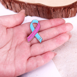Broche de ruban de sensibilisation à la grossesse et à la perte du nourrisson broche en émail doux personnaliser n'importe quelle couleur logo insigne d'épinglette de ruban bleu rose - Product Image 3
