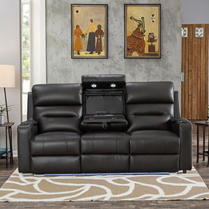 Sofá Moderno Multifuncional de Diseño, Sofá <span class=keywords><strong>Reclinable</strong></span> Eléctrico de Cuero PU, Sofá de <span class=keywords><strong>3</strong></span> <span class=keywords><strong>Plazas</strong></span> para Sala de Estar con Consola Central y Luces LED. - Product Image 3