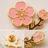Broche Fleur de Prunier 3D en Émail Souple, Branche de Fleur Rose, Bijoux du Nouvel An Chinois, Vente en Gros, Épingles de Revers, Badges Métalliques Personnalisés