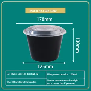 제조 식품 포장 용기 일회용 그릇 화이트 블랙 투명 Microwavable 안전 수프 그릇 플라스틱 그릇 로고 인쇄