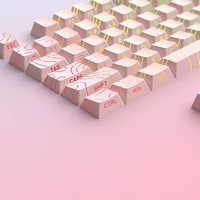 Aflion 97 touches PBT bicolore par sublimation thermique, pour gaming, rose cool, contour 4.0, caractères latéraux gravés, luminescent