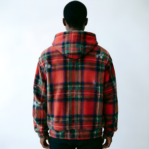Sweat-shirt pour homme YM Streetwear personnalisé, coupe courte oversize, en tricot gaufré, délavé à l'acide et effet usé, et sweat à capuche en flanelle à carreaux pour homme, fabricant - Product Image 3
