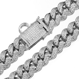 Cadena de Metal de acero inoxidable con cierre de diamante <span class=keywords><strong>para</strong></span> perro, cadena de eslabones cubanos de 18mm y 316L, venta al por mayor - Product Image 6