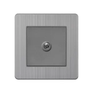 FIKO 86type Grey Stainless steel panel wall socket TV/Telephone/Computer/Satellite/Audio frequency