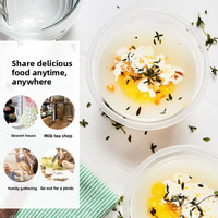 Ensemble de bols jetables ronds transparents en PP blanc avec couvercle, pour soupe et œufs à la vapeur Hibiscus, avec design imprimable