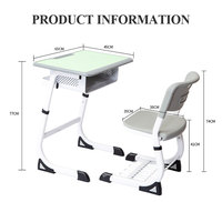 Bureau et chaise réglables multifonctionnels modernes avec rangement pour l'apprentissage à domicile et l'utilisation scolaire, construction métallique