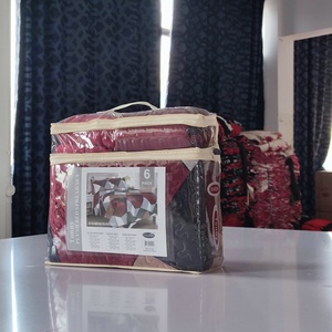 Bộ Chăn Ga Gối Đệm 6 Món Mỉm Cười Cho Gia Đình, Bộ Ga Trải Giường Hình Học Màu Xanh Dương Đầy Đủ/Nữ Hoàng - Product Image 5