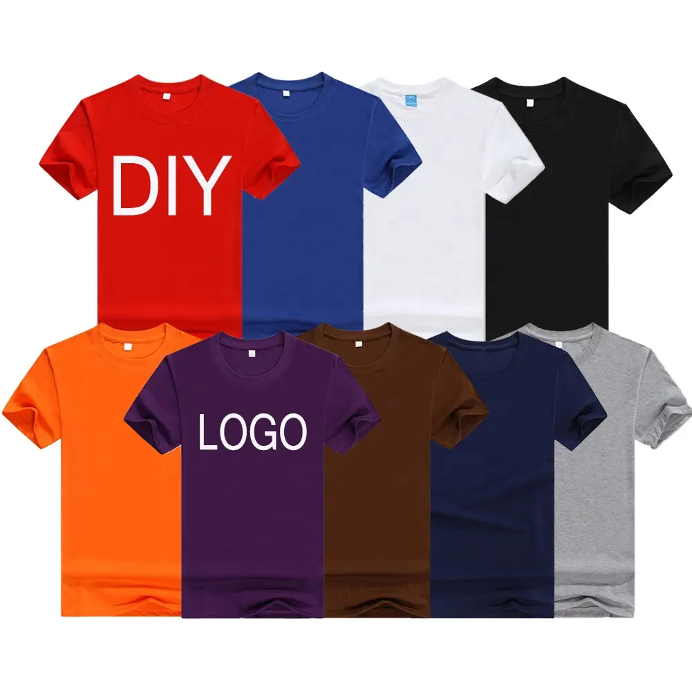 Groothandel Custom Mannen 50% Katoen 50% Polyester Plain Blanco T-shirt Printing Logo T-shirt Groothandel