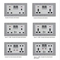 Prise électrique universelle multi-ports USB-C Smart Life, panneau rétro brossé or, 4 gangs 2 voies, norme UK Afrique du Sud