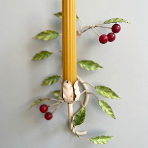 Porte-bougie mural en fer avec motif cerise et feuilles pour la décoration de Noël à la maison - Product Image 2