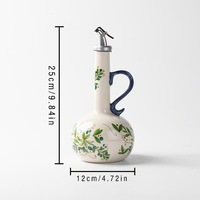 Botol Minyak Keramik Bergaris Lukis Tangan Eropa dan Amerika, Botol Minyak Zaitun, Botol Kecap Cuka Dapur