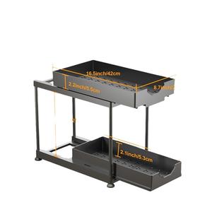 Organisateurs et rangement en métal à 2 niveaux sous l'évier de <span class=keywords><strong>cuisine</strong></span>-Avec 4 crochets et un organisateur en métal sous l'évier - Product Image 2