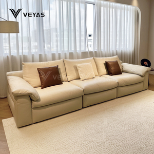 Meilleur avis, MOQ 1 pièce, canapé cloud en cuir pleine fleur gris urbain, luxe, 4 à 5 places, canapé inclinable ferme en forme de U pour villa - Product Image 3