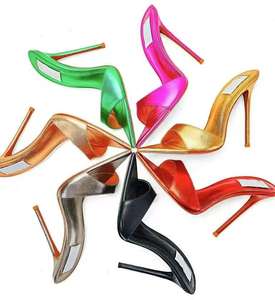 Sabot di Lusso Personalizzati dal Produttore con Pelliccia Soffice e Tacco a Spillo con <span class=keywords><strong>Piume</strong></span> per Donna Sandali Sexy a Ciabatta - Product Image 3