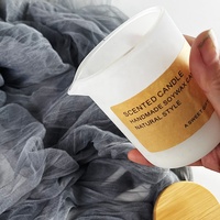 Nouvelle forme, pot en verre borosilicate blanc givré de 6 oz, 8 oz, 150 g, récipient pour bougie de massage avec bec verseur et couvercle en bambou, luxe