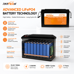 แบตเตอรี่ลิเธียมไอรอนฟอสเฟตสำหรับเก็บพลังงานแสงอาทิตย์ รุ่น PATTERN 25.6V 100Ah 200Ah 300Ah กันน้ำระดับ IP65 ใช้งานได้ 6000 รอบ LB-25.6V100 - Product Image 4