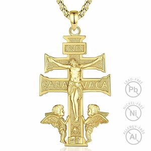 <span class=keywords><strong>Venta</strong></span> caliente de alta calidad, <span class=keywords><strong>precio</strong></span> al por mayor competitivo, joyería chapada en <span class=keywords><strong>oro</strong></span> de 18 quilates, collar con colgante de Cruz de Caravaca para hombres - Product Image 1